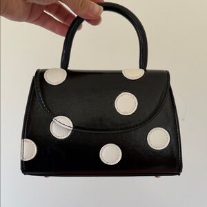 Black Polka Dot Top-Handle Bag - Elegant Women's Handbag
